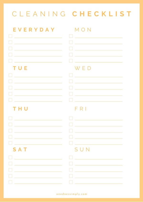FREE Printable Cleaning Checklist - One Does Simply Cook!