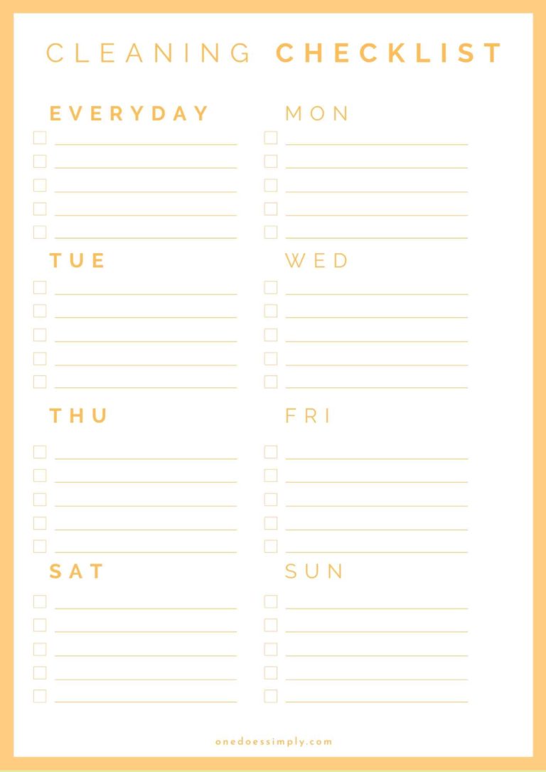 FREE Printable Cleaning Checklist - One Does Simply Cook!